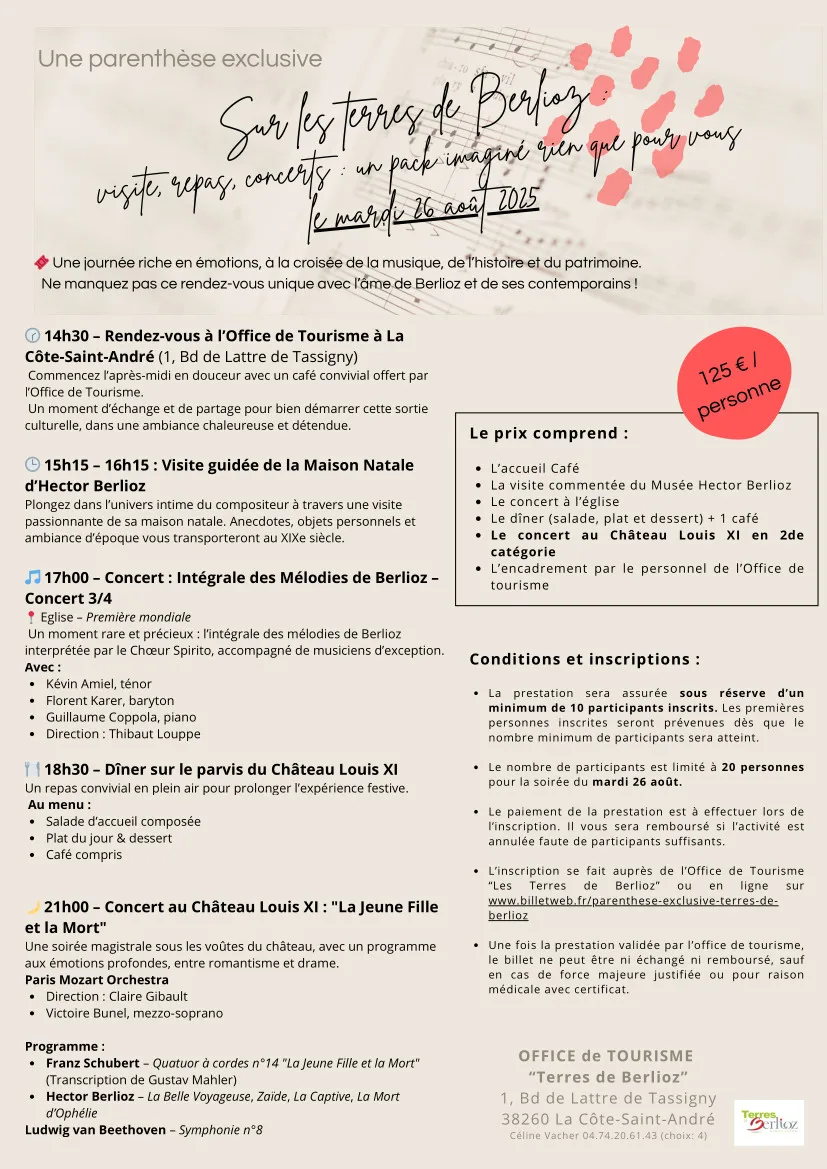 séjour musical par l'agence de Voyage Music & Opéra pour le Festival Berlioz 2025